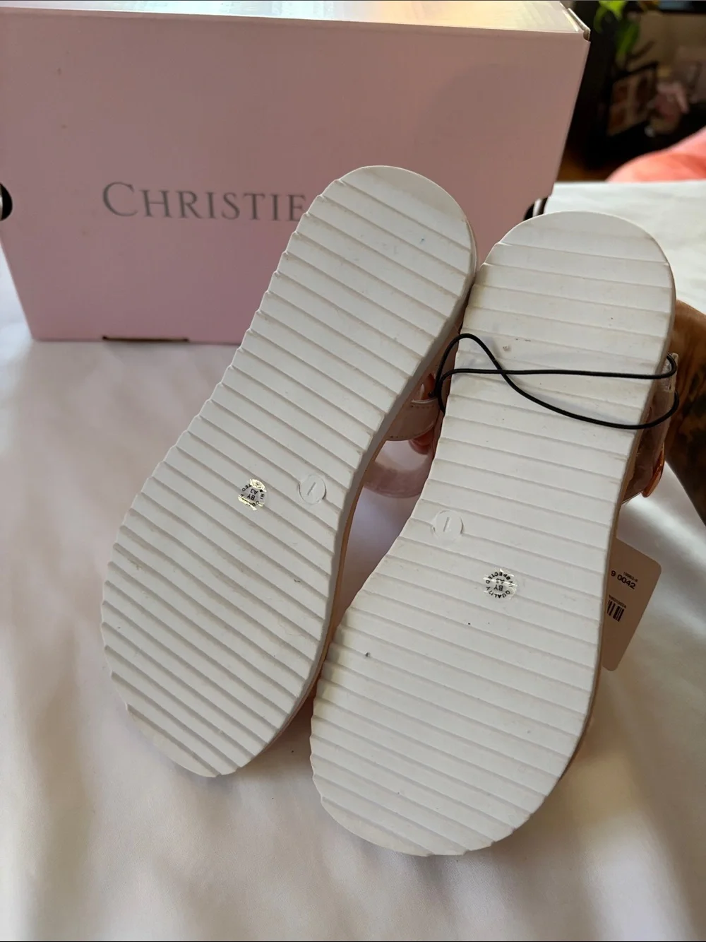 Christie & Jill Girls' Peach Floral Ankle-Strap Sandals